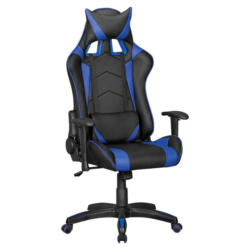 Gamingstuhl in Lederlook Blau, Schwarz