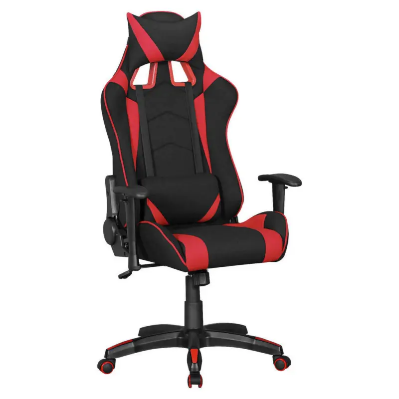 Gamingstuhl in Webstoff Rot, Schwarz