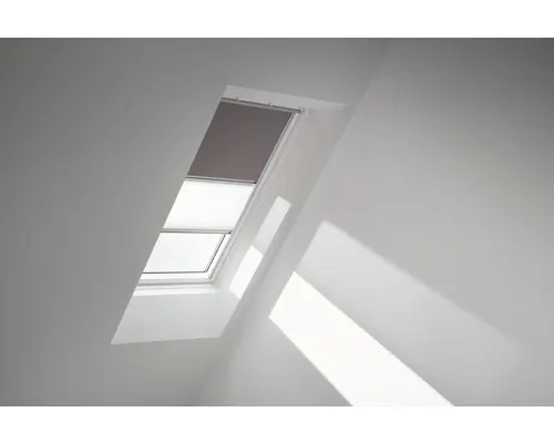 VELUX Vorteils-Set Verdunkelungsrollo uni taupe und Faltstore Plissee weiß manuell Rahmen aluminium DFD UK10 4577S