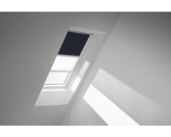 VELUX Vorteils-Set Verdunkelungsrollo uni dunkelblau und Faltstore Plissee weiß manuell Rahmen weiß DFD M10 1100SWL