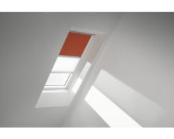 VELUX Vorteils-Set Verdunkelungsrollo uni orange und Faltstore Plissee weiß manuell Rahmen weiß DFD S08 4564SWL