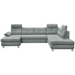 Wohnlandschaft in Webstoff Hellgrau