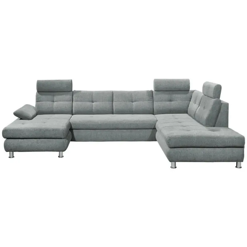 Wohnlandschaft in Webstoff Hellgrau