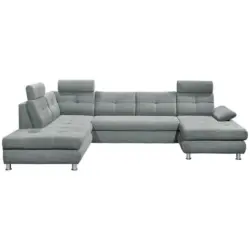 Wohnlandschaft in Webstoff Hellgrau