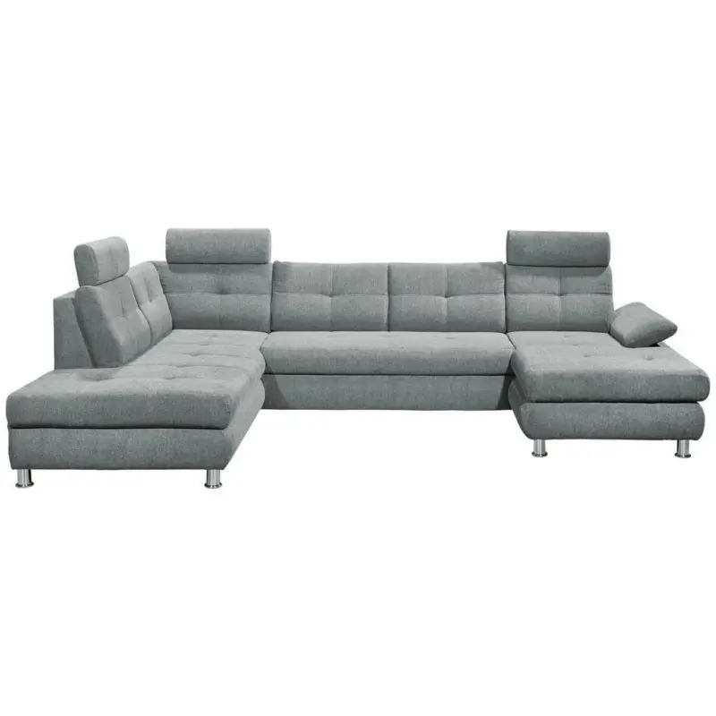 Wohnlandschaft in Webstoff Hellgrau