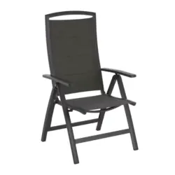 Gartenklappsessel in Metall, Textil Anthrazit