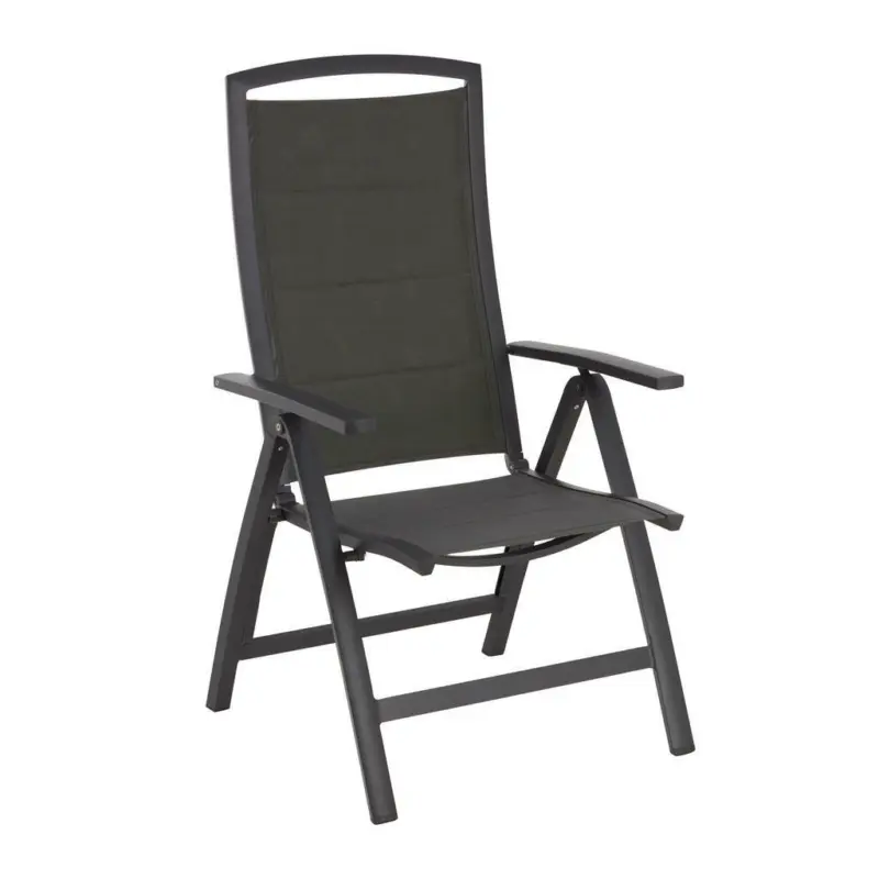 Gartenklappsessel in Metall, Textil Anthrazit