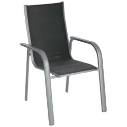 Stapelsessel in Metall, Textil Schwarz, Silberfarben
