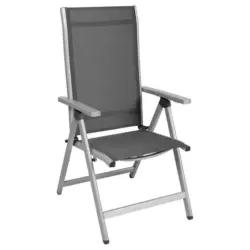 Gartenklappsessel in Metall, Kunststoff, Textil Grau, Silberfarben