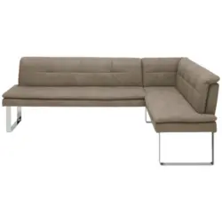 Eckbank 233/174 cm in Taupe, Chromfarben