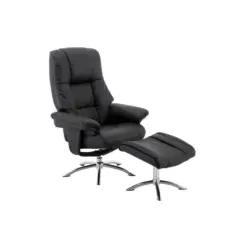 Relaxsesselset in Metall, Textil, Leder Schwarz, Chromfarben