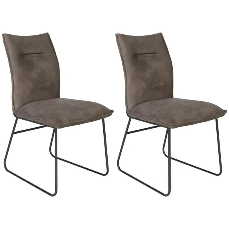 Stuhl-Set 2 St&uuml;ck in Stahl Velours