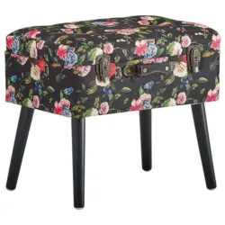Hocker in Holz, Textil, Holzwerkstoff Multicolor, Schwarz