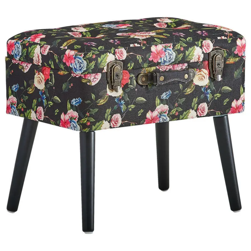 Hocker in Holz, Textil, Holzwerkstoff Multicolor, Schwarz
