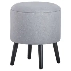 Hocker in Holz, Textil, Holzwerkstoff Grau, Schwarz