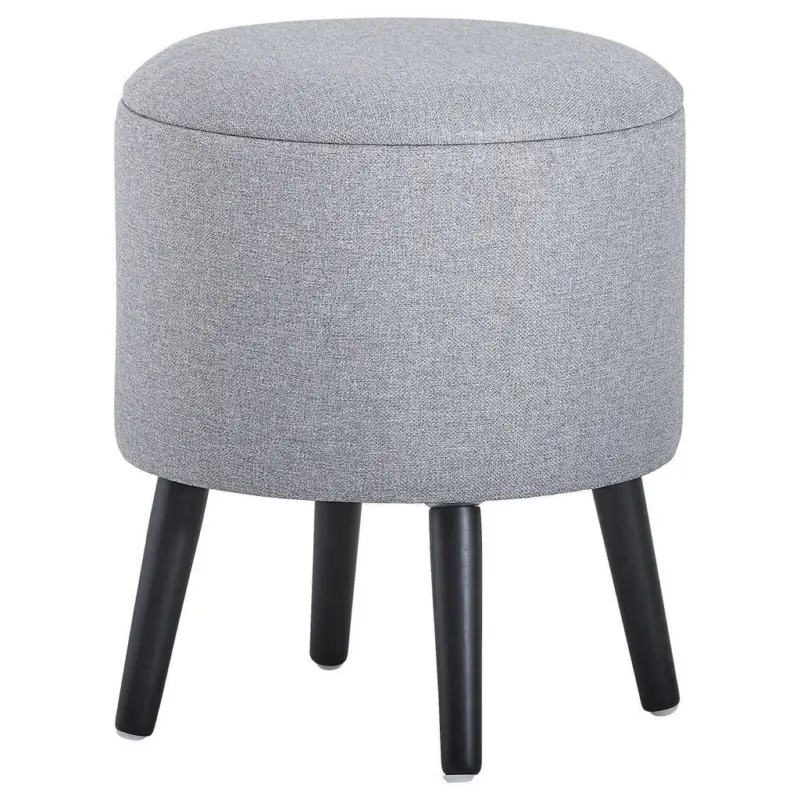 Hocker in Holz, Textil, Holzwerkstoff Grau, Schwarz