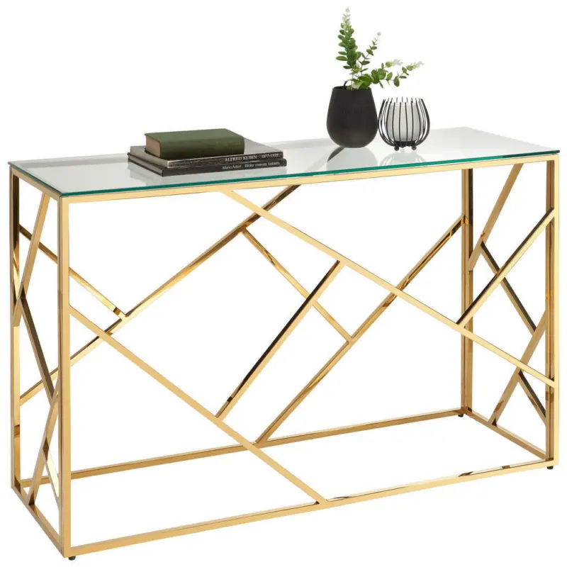 Konsolentisch in Metall, Glas 120/40/78 cm
