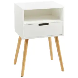 Nachtkästchen in massiv Kiefer Weiß, Kieferfarben