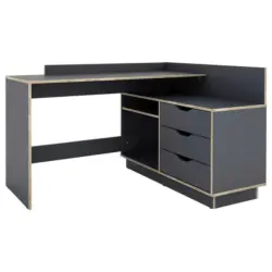 Eckschreibtisch 105/129/84 cm in Anthrazit, Eichefarben