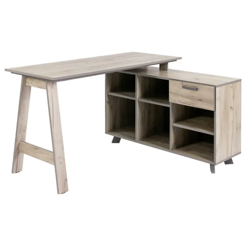 Eckschreibtisch 110/135/75 cm in Anthrazit, Eichefarben