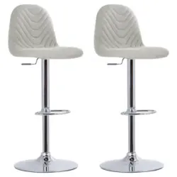 Barhocker-Set in Chromfarben, Hellgrau