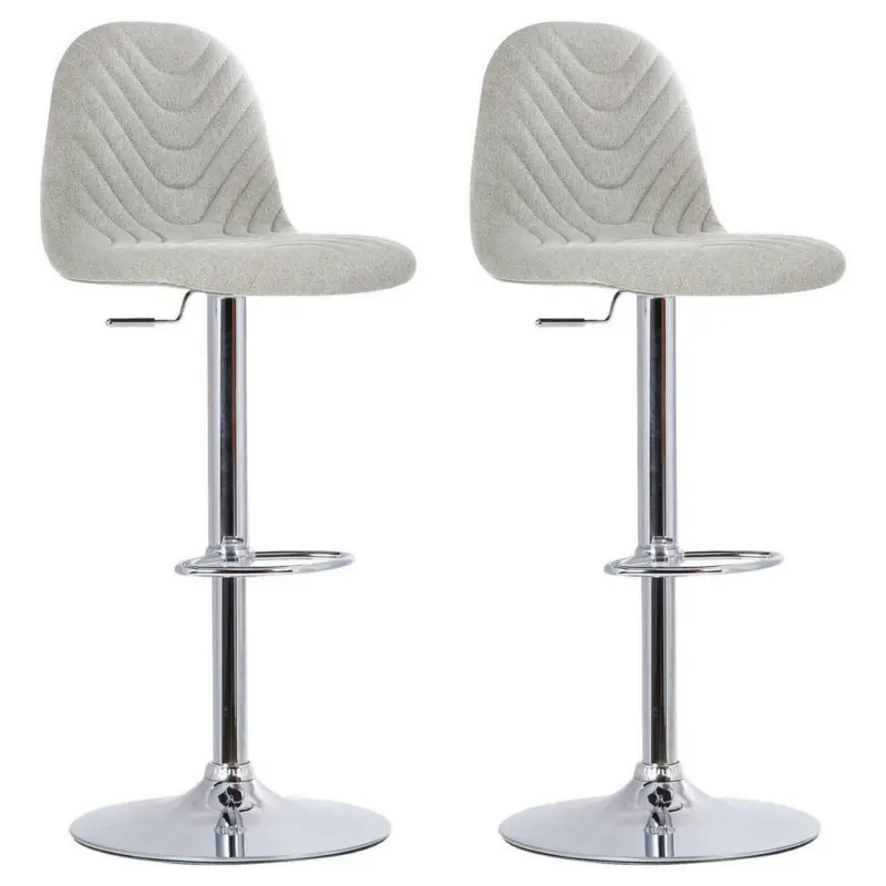 Barhocker-Set in Chromfarben, Hellgrau