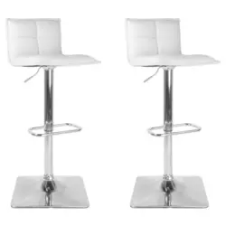 Barhocker-Set in Weiß, Chromfarben