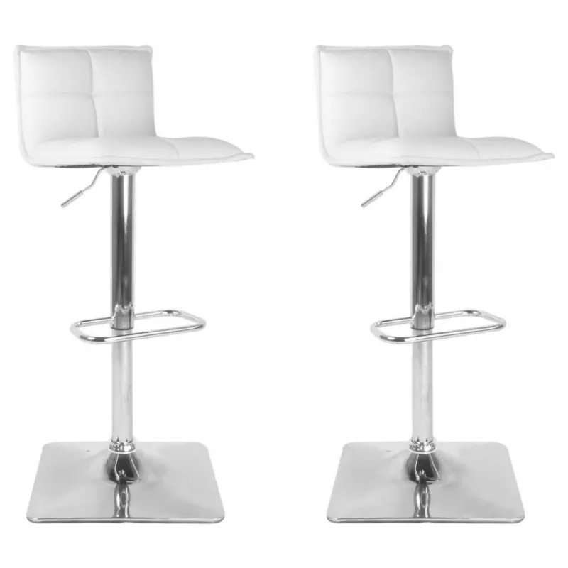 Barhocker-Set in Weiß, Chromfarben