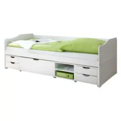 Stauraumbett 90/200 cm in Weiß