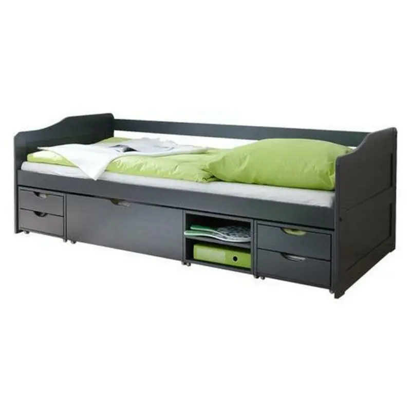 Stauraumbett 90/200 cm in Dunkelgrau