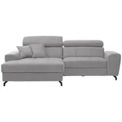 Ecksofa in Velours Hellgrau