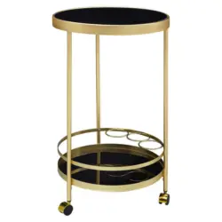 Servierwagen in Schwarz, Goldfarben