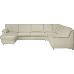 Wohnlandschaft in Echtleder Creme