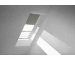 VELUX Vorteils-Set Verdunkelungsrollo olive gepunktet und Faltstore Plissee weiß manuell Rahmen weiß DFD CK02 4575SWL