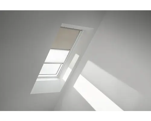 VELUX Vorteils-Set Verdunkelungsrollo sandbeige gepunktet und Faltstore Plissee weiß manuell Rahmen aluminium DFD MK08 4579S