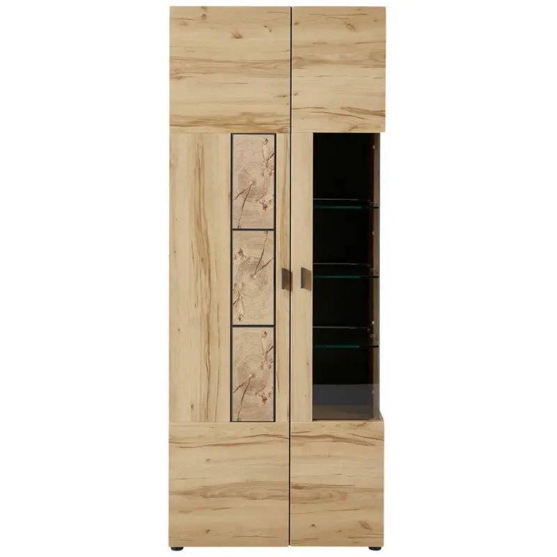 Vitrine in Graphitfarben, Kernbuche