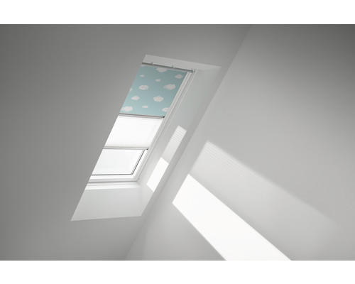 VELUX Vorteils-Set Verdunkelungsrollo Kids Blauer Himmel und Faltstore Plissee weiß manuell Rahmen aluminium DFD CK04 4660S