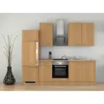 XXXLutz Lauterach - Ihr Möbelhaus bei Bregenz Küchenblock 270 cm in Creme, Buchefarben, Edelstahlfarben