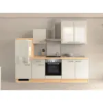 XXXLutz Lauterach - Ihr Möbelhaus bei Bregenz Küchenblock 270 cm in Akaziefarben, Edelstahlfarben, Perlmutt