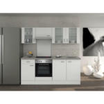XXXLutz Wels - Ihr Möbelhaus in Wels Küchenblock 210 cm in Grau, Weiß, Edelstahlfarben