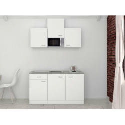 Miniküche 150 cm in Weiß, Hellgrau