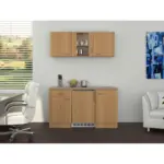 XXXLutz Lauterach - Ihr M&ouml;belhaus bei Bregenz Minik&uuml;che 150 cm in Creme, Buchefarben, Edelstahlfarben