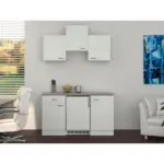 XXXLutz Lauterach - Ihr M&ouml;belhaus bei Bregenz Minik&uuml;che 150 cm in Grau, Wei&szlig;, Edelstahlfarben