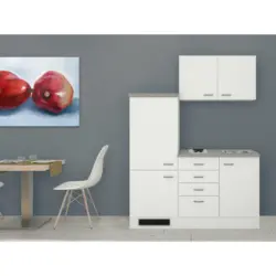 Miniküche 160 cm in Grau, Weiß