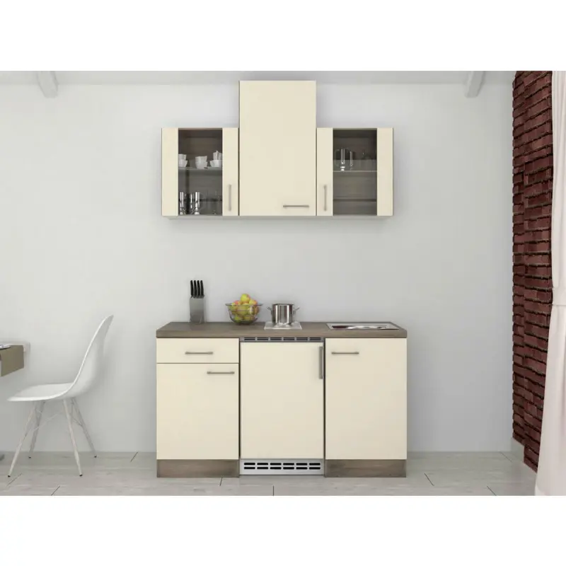 Miniküche 150 cm in Eichefarben, Magnolie