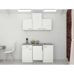 Miniküche 150 cm in Grau, Weiß