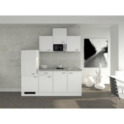 Küchenblock 210 cm in Weiß, Grau