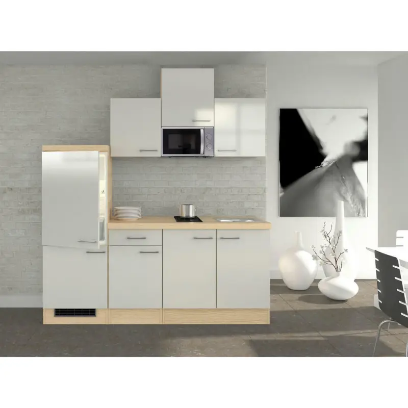 Küchenblock 210 cm in Akaziefarben, Perlmutt