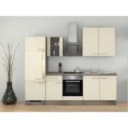 Küchenblock 270 cm in Eichefarben, Magnolie