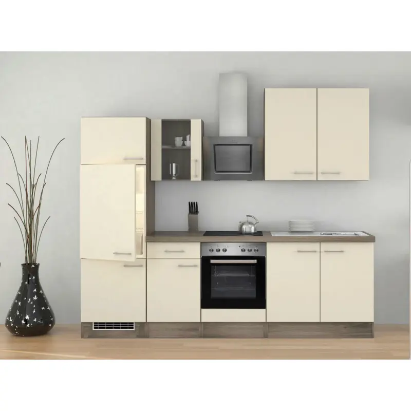 Küchenblock 270 cm in Eichefarben, Magnolie